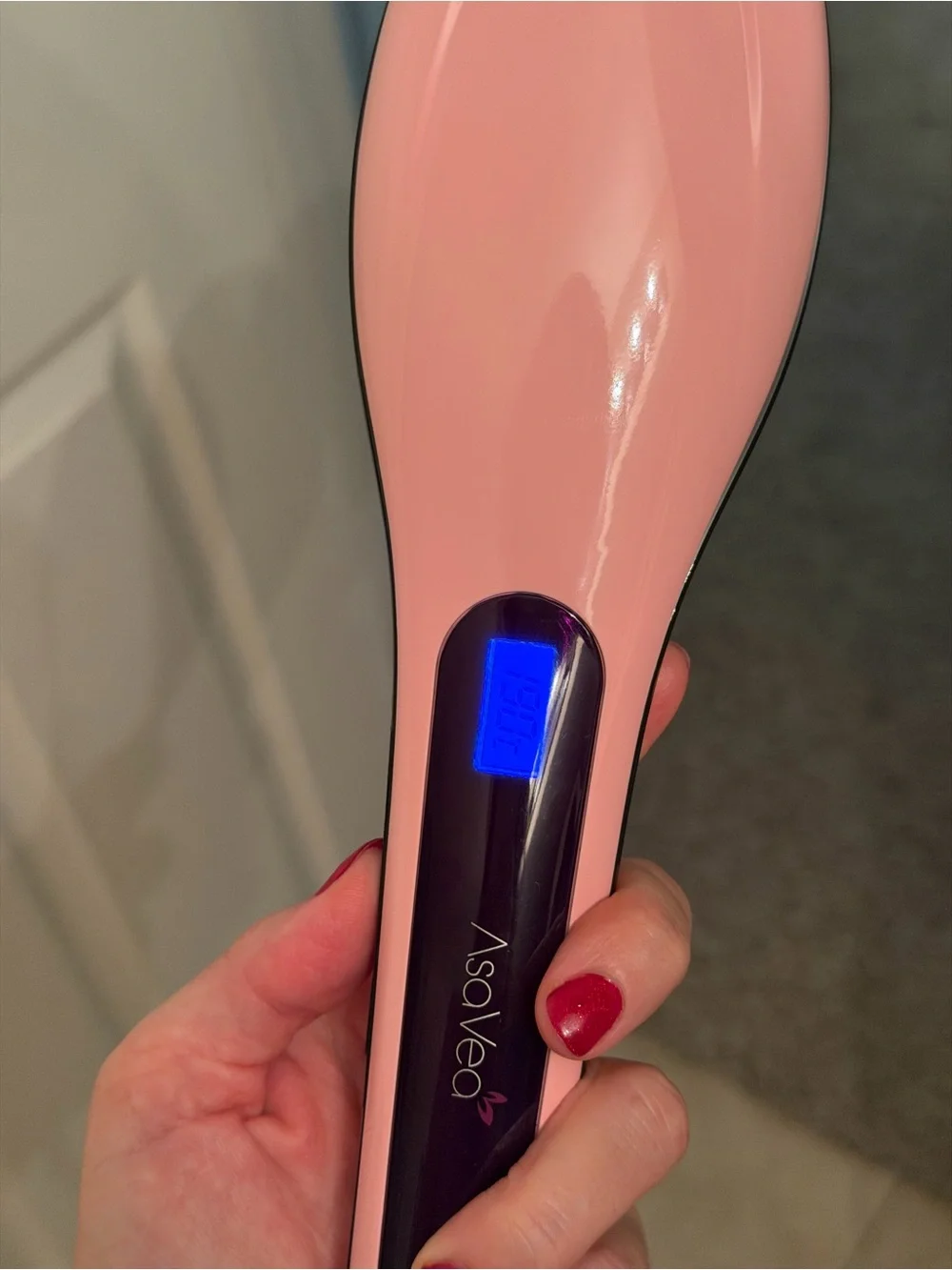 Pink AsaVea Electric Hair Straightening Brush